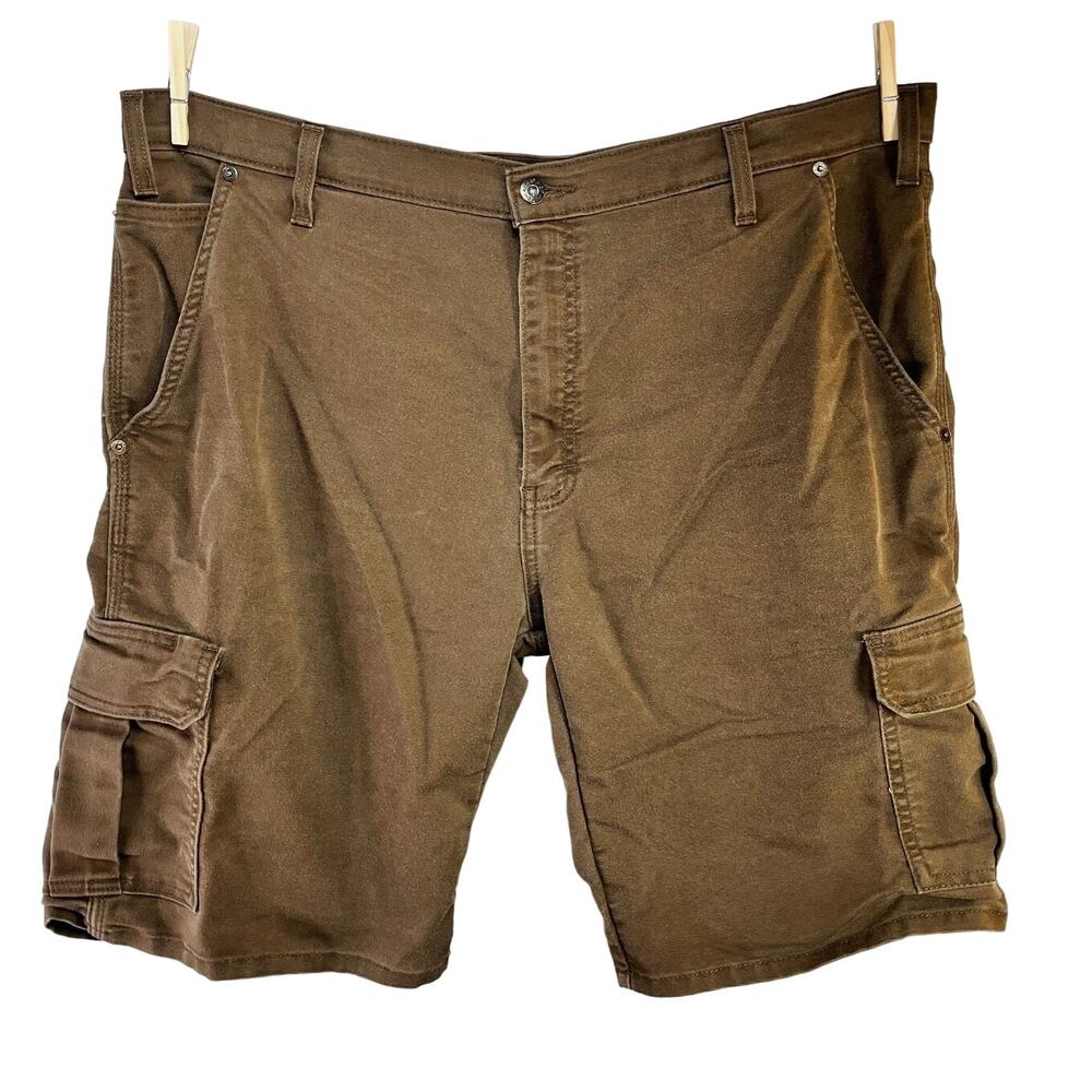 Dickies Relaxed Fit Duck Cargo Shorts W40 W11 Brown Belted Flat Front Work Wear